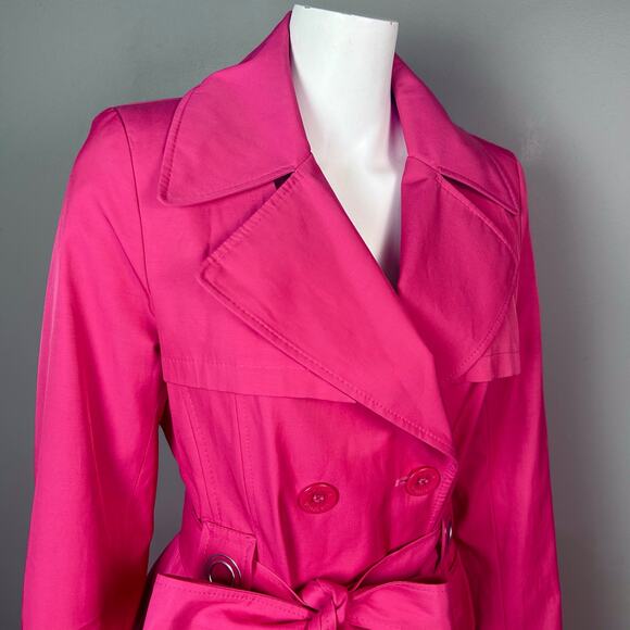 Via Spiga trench coat medium pink pleated double breasted slimming peplum - Picture 4 of 12